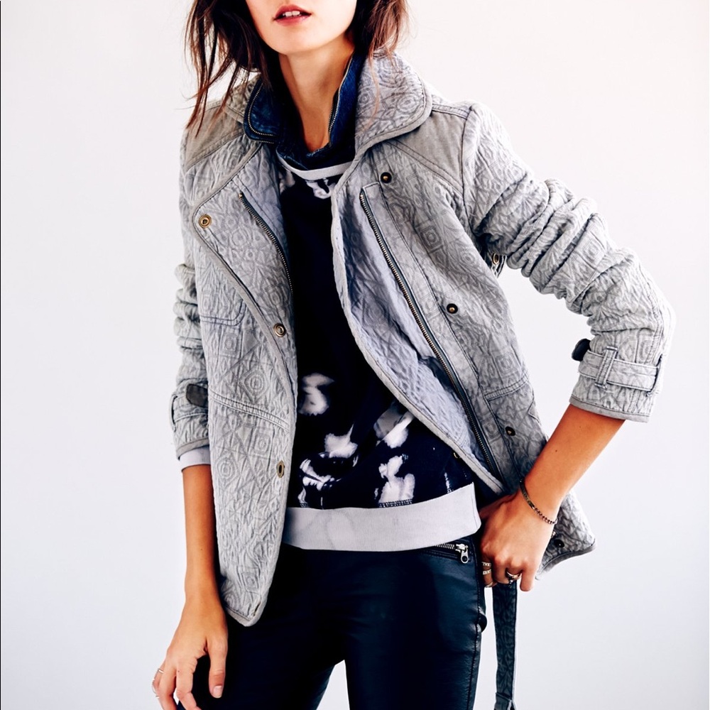 Free People Slouched and Quilted Motorcycle Jacket